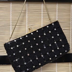 Vintage 50's/60's Elegant Black Beaded Clutch
